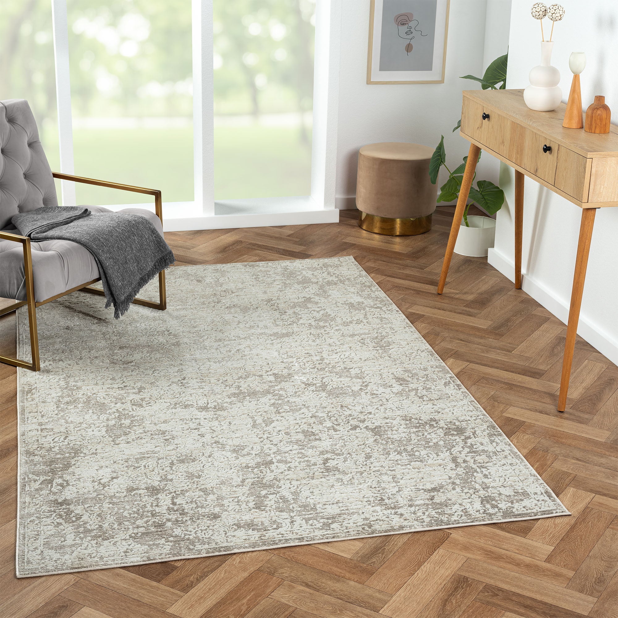 Elevate Your Space with a Gray Abstract Distressed 8' x 10' Runner Rug