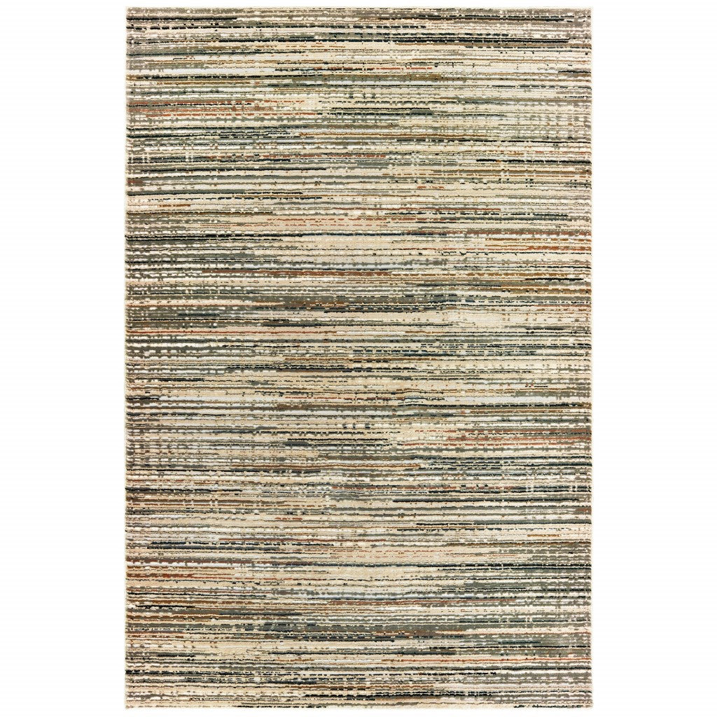 Soft-Textured Ivory Sage Abstract Lines Indoor Rug for Elegant Home Decor