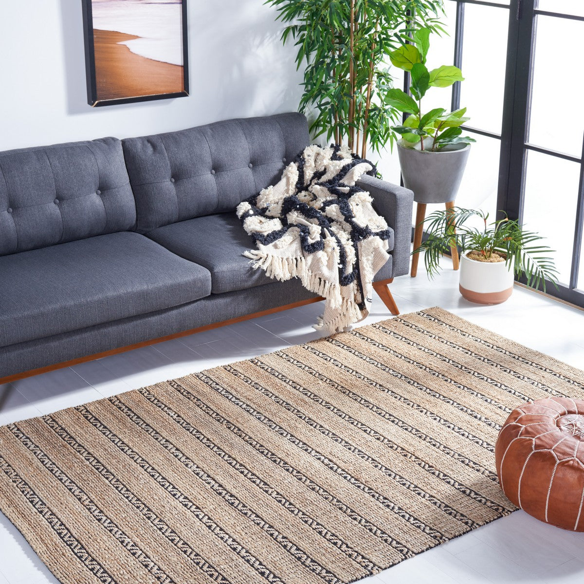 Eco-Friendly Flat Weave Rug Made of Jute and Cotton for Stylish Homes