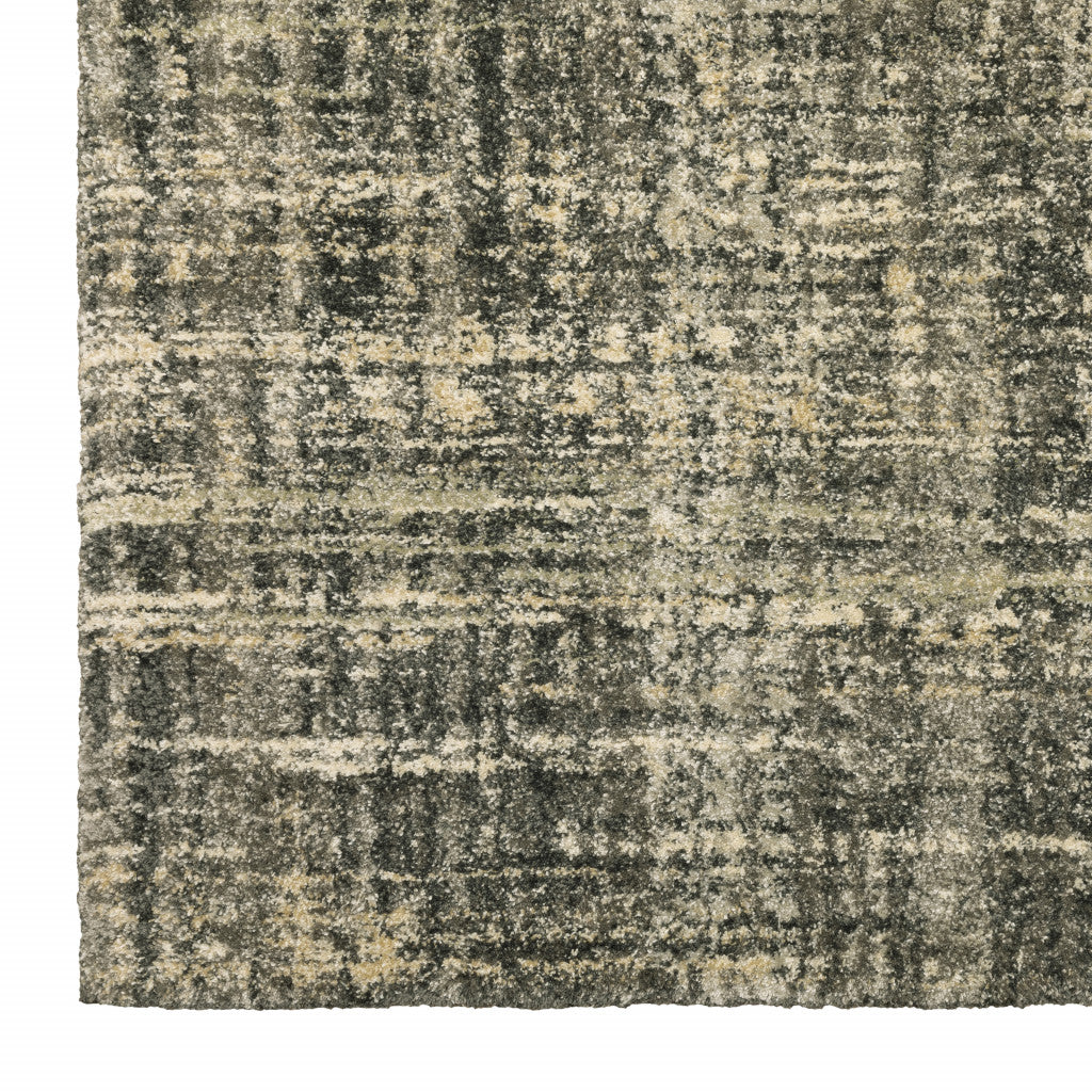 Stylish Stain-Resistant Abstract Runner Rug in Charcoal Grey & Beige