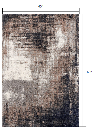 Ivory and Navy Distressed Retro Modern Area Rug for Cozy Home Decor