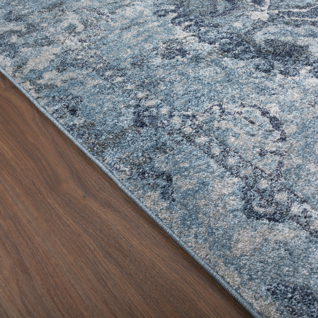 Exquisite 10-Foot by 13-Foot Blue and Ivory Oriental-Style Area Rug for Timeless Home Elegance Enhancement