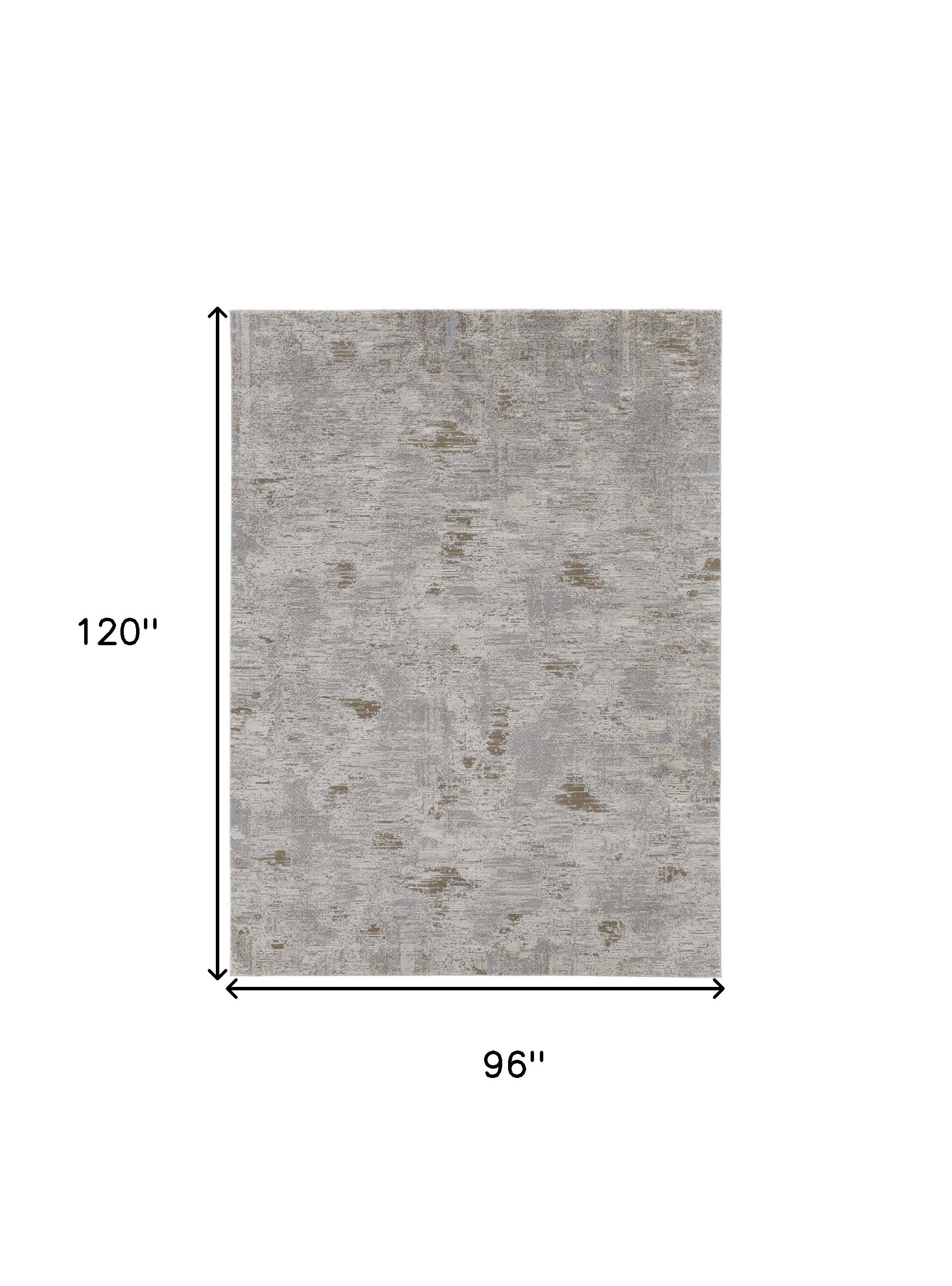 Stylish Distressed Abstract Area Rug with Gray and Ivory Design, Stain-Resistant, Ideal for 4x6 ft Space for Enhanced Comfort