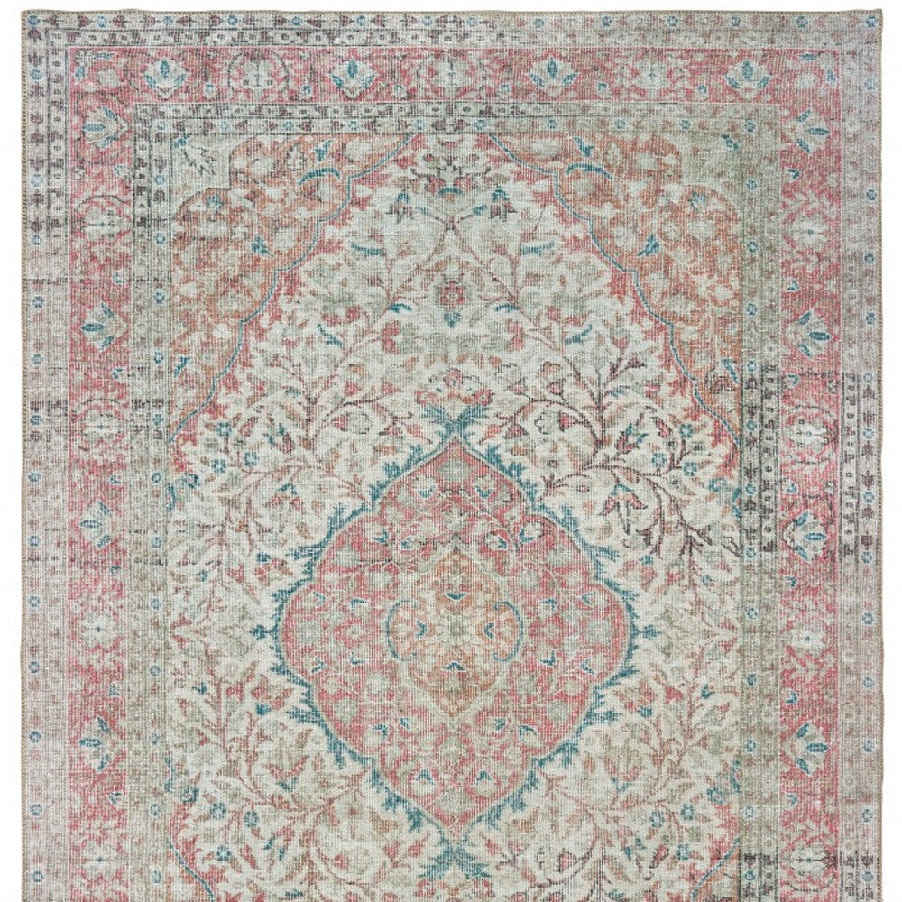 Luxurious Ivory and Soft Pink Oriental-Style Area Rug with Exquisite Floral Motif for Elegant Living Spaces