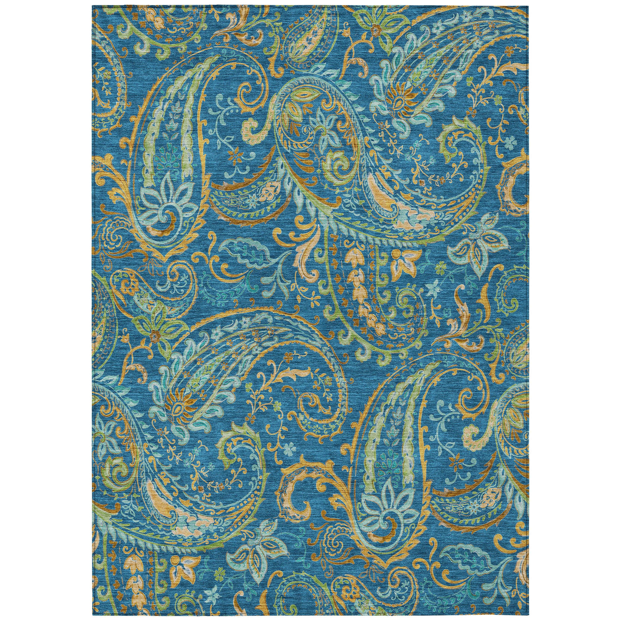 Stylish and Stain-Resistant Washable Outdoor Area Runner Rug with Paisley Pattern - Perfect for Spaces with Kids and Pets