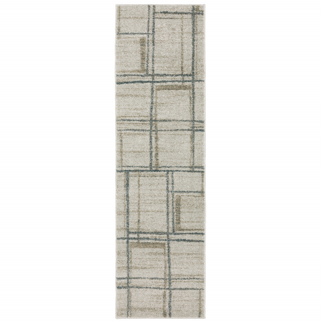 Stylish Stain-Resistant Geometric Power Loom Runner Rug for High-Traffic Areas