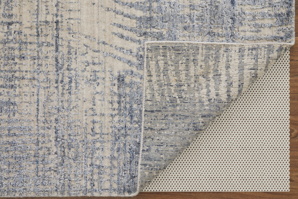 Exquisite Hand-Woven Area Rug with Elegant Gray, Ivory, and Blue Abstract Design for Enhancing Your Living Space Decor