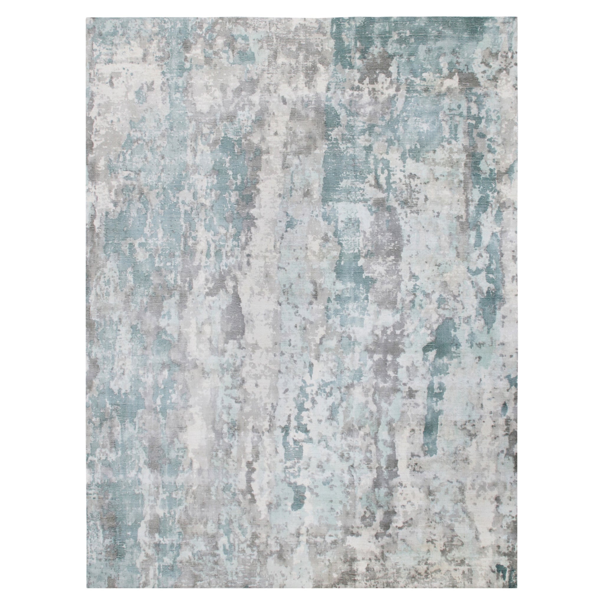 Exquisite Blue Abstract Hand - Loomed Wool Blend Area Rug for Stylish and Unique Home Decor