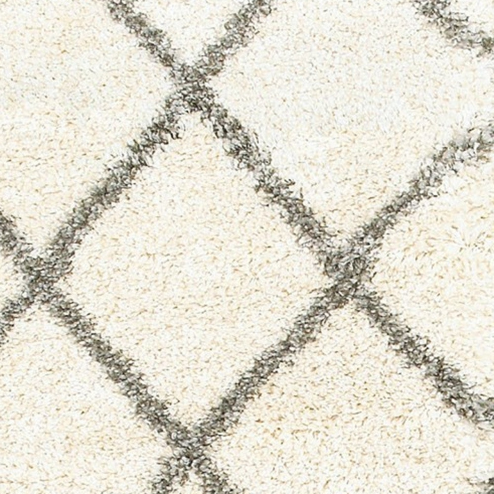 Stylish Ivory and Gray Geometric Lattice Modern Area Runner Rug for Cozy Indoor Living Spaces