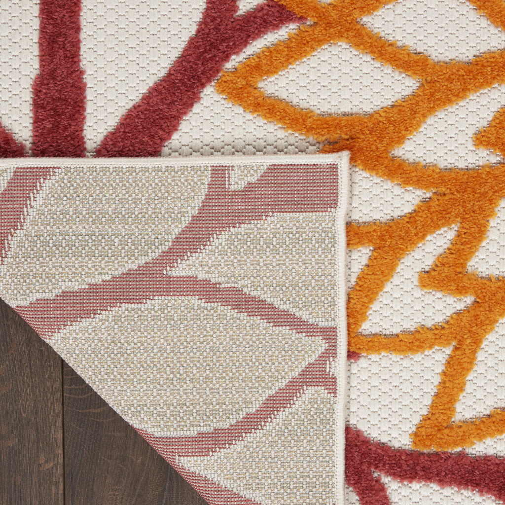 Stylish Indoor-Outdoor Red Multi-Colored Floral Area Rug in 5' x 7'