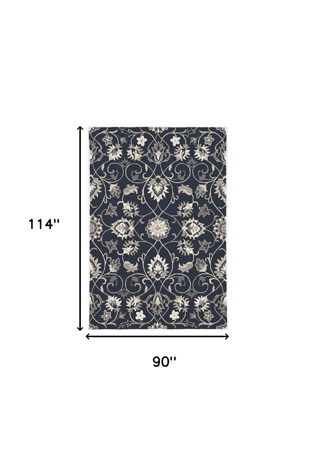 Exquisite Outdoor and Indoor Decor - Elegant Navy Blue Floral Hand - woven Area Rug for Enhancing Living Spaces