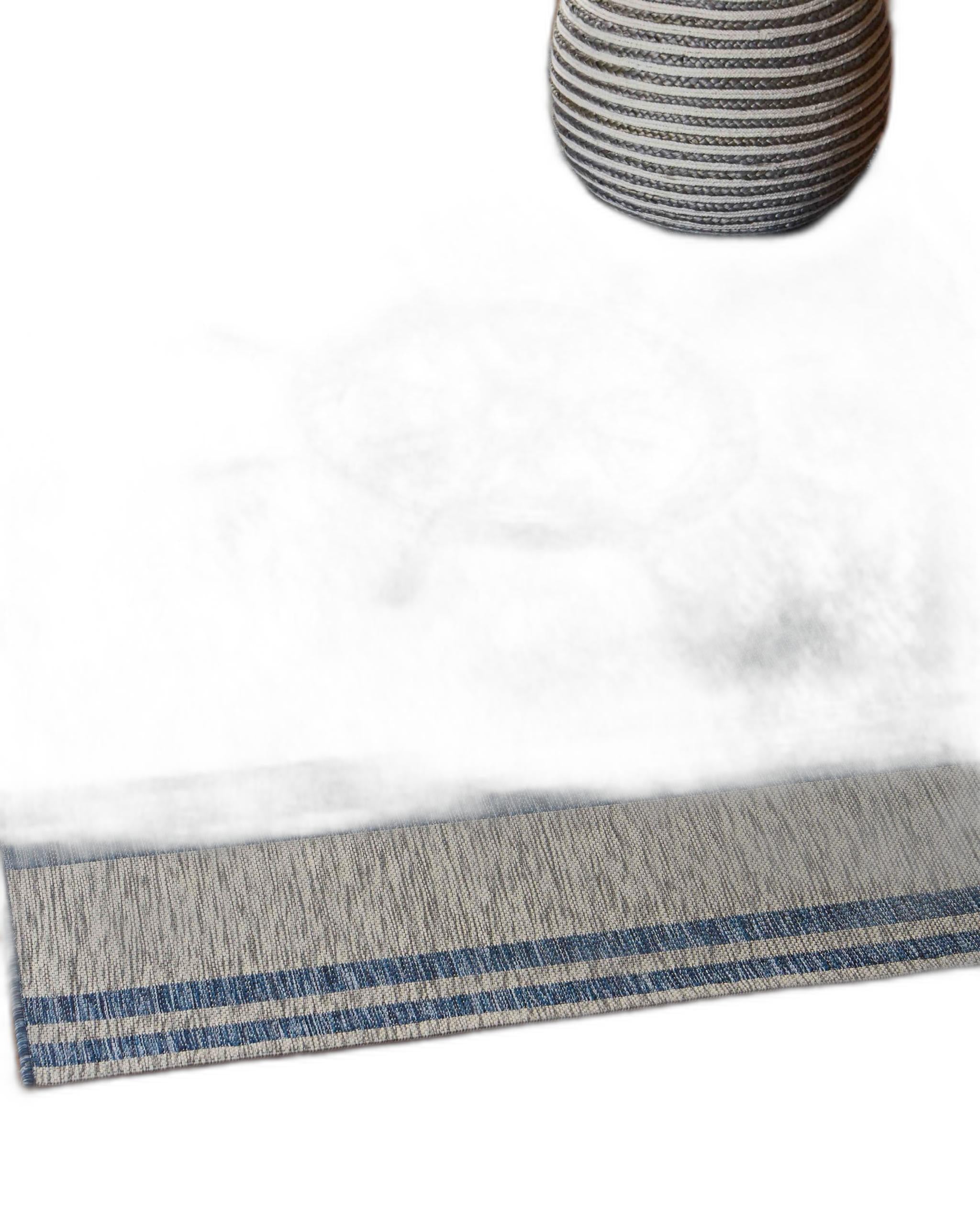 Luxurious Turkish Blue and Gray Area Rug for Elegant Indoor & Outdoor Spaces