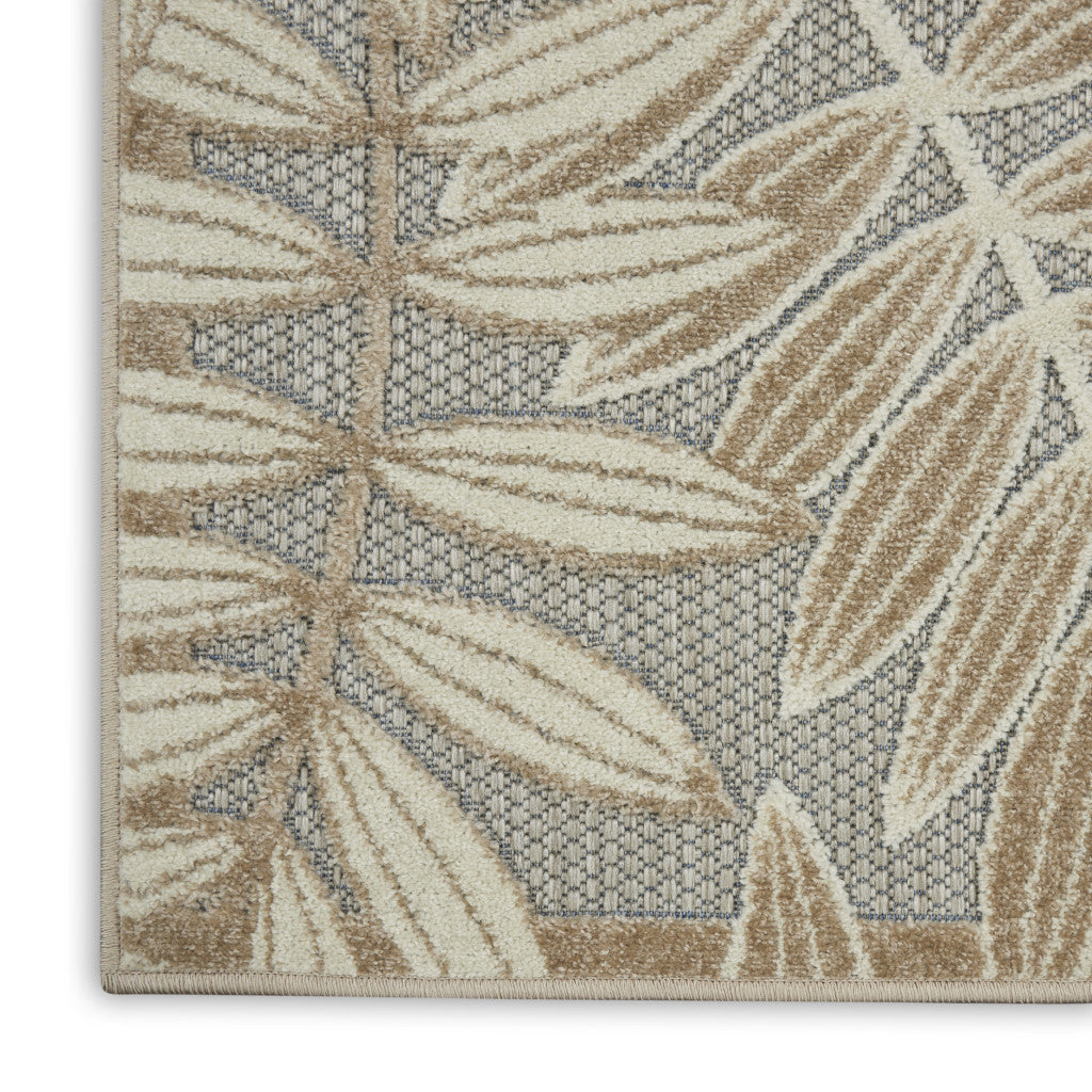 Stylish Indoor-Outdoor Area Rugs: Elegant Gray and Ivory Floral Design for Sophisticated Spaces