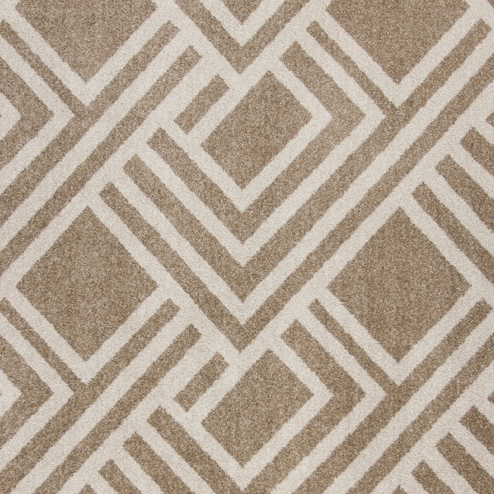 Stylish Beige Geometric Outdoor and Indoor Area Rug, 63H x 91W