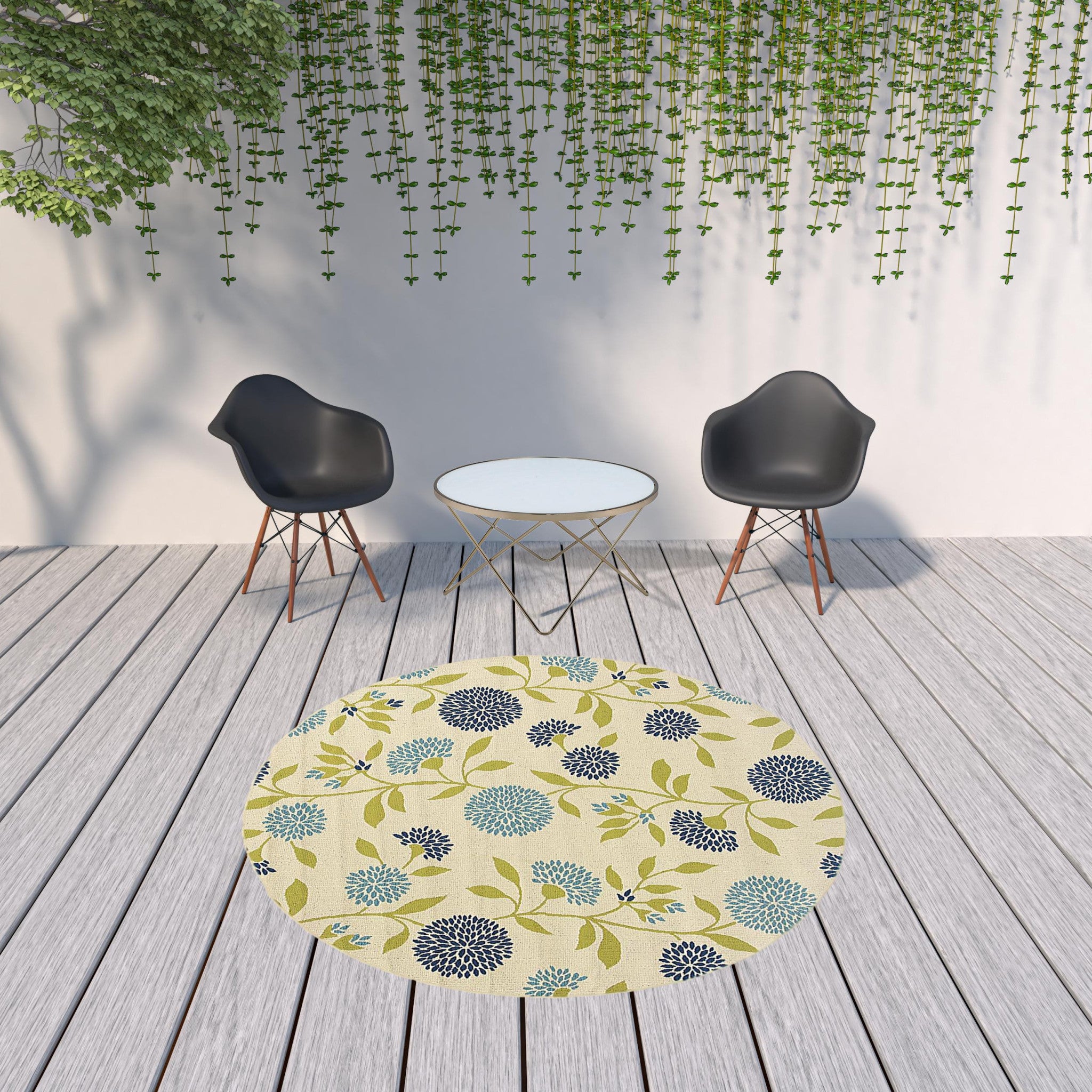 Stain-Resistant 5' x 8' Floral Outdoor and Indoor Area Rug for Enhanced Living Spaces