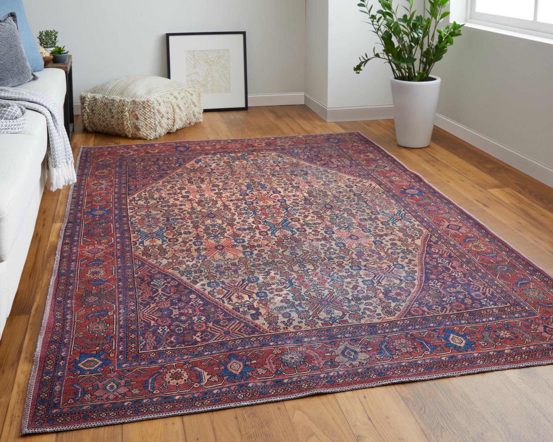 RLN39HJF Rawlins Polyester Medallion Rug - Vintage Charm with Intricate Patterns and Warm Tones