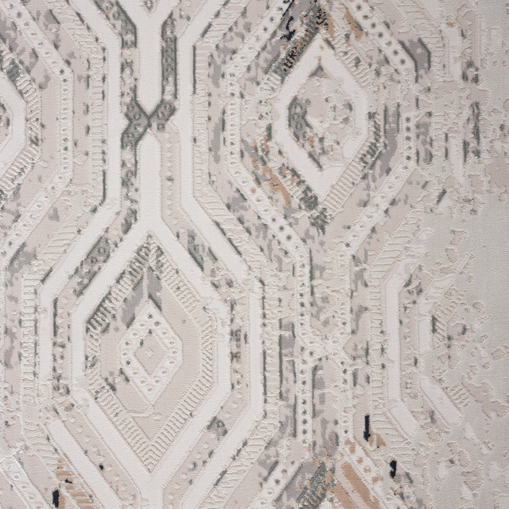 Modern and Elegant Cream Abstract Distressed Polyester Area Rug for Elevating Your Living Space with Warmth