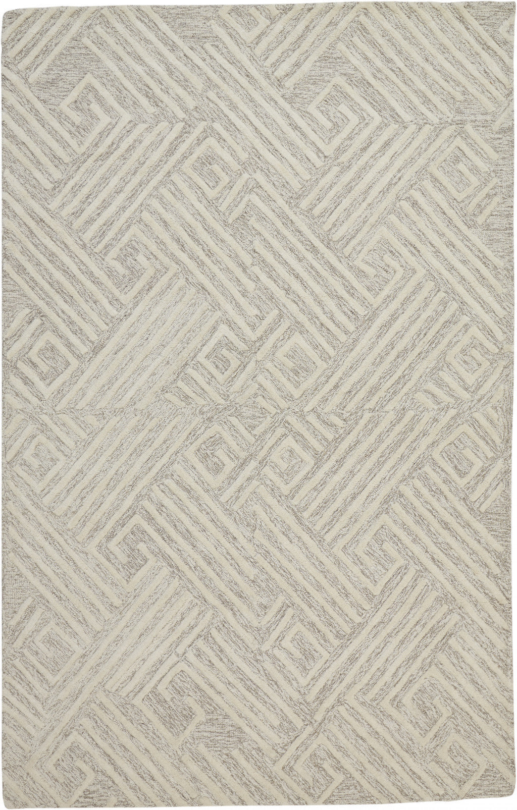 Exquisite Handmade Stain-Resistant Wool Area Rug with Elegant Tan and Ivory Geometric Pattern for Any Living Space