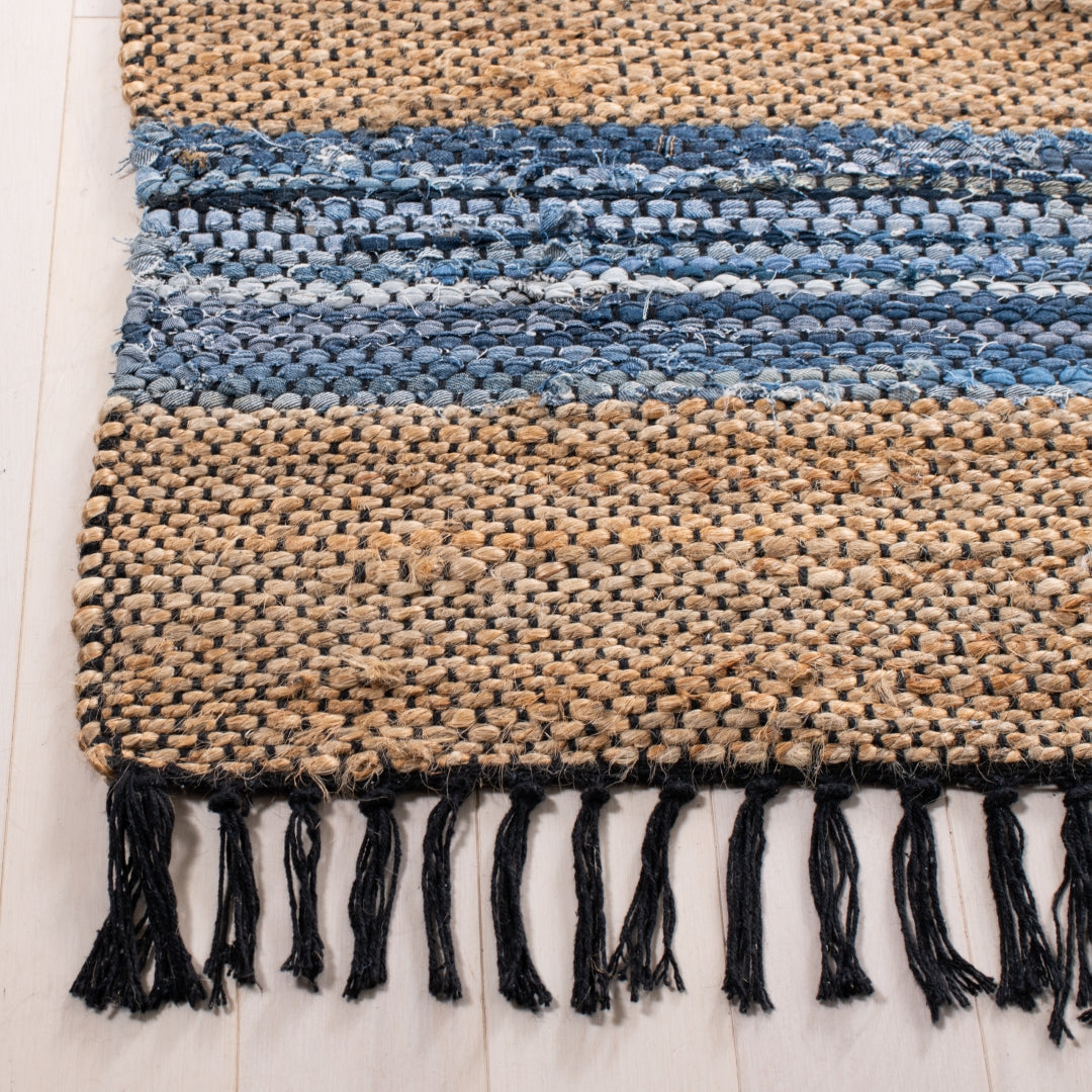 Luxurious Vintage Hand-Woven Leather & Jute Rug for Elegant Home Decor