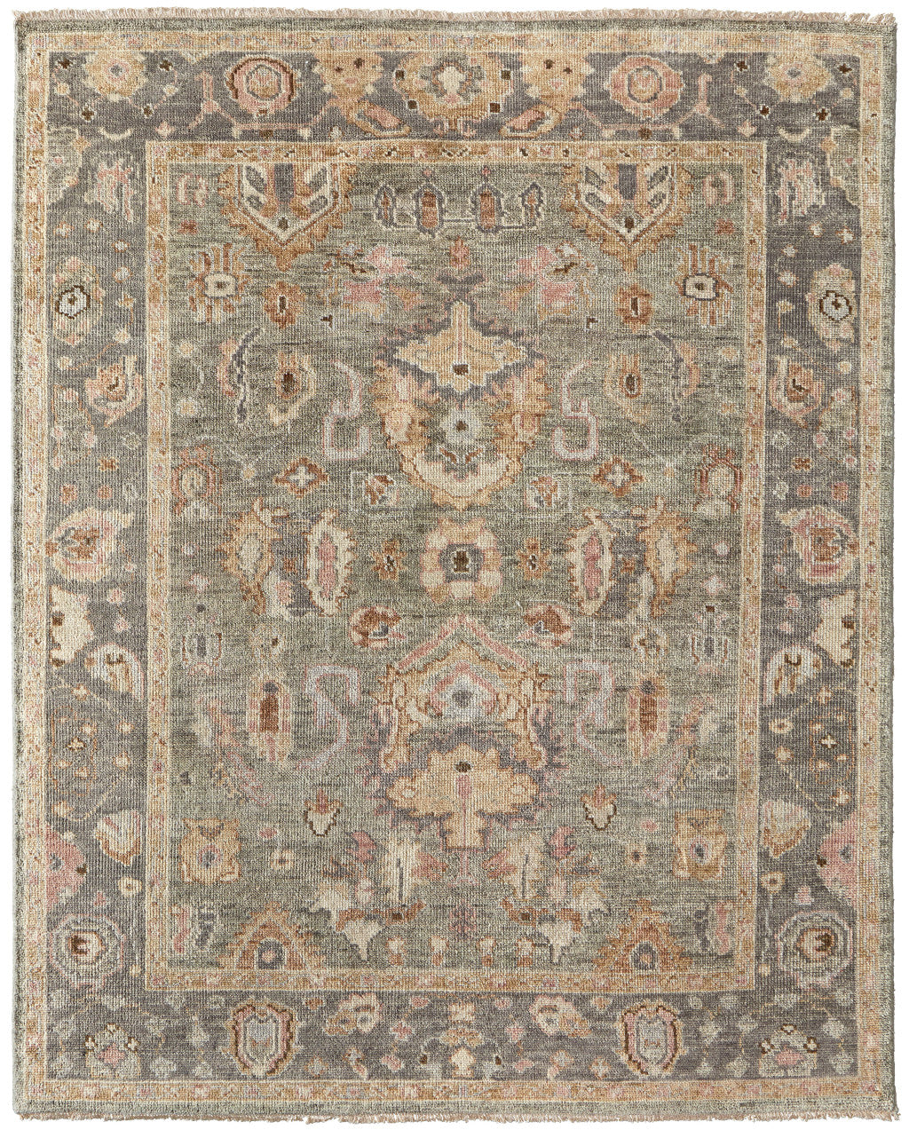Exquisite Hand - Knotted Wool Area Rug with Fringe Featuring an Elegant Oriental Design, Ideal for Cozy Family Homes and Kids' Spaces