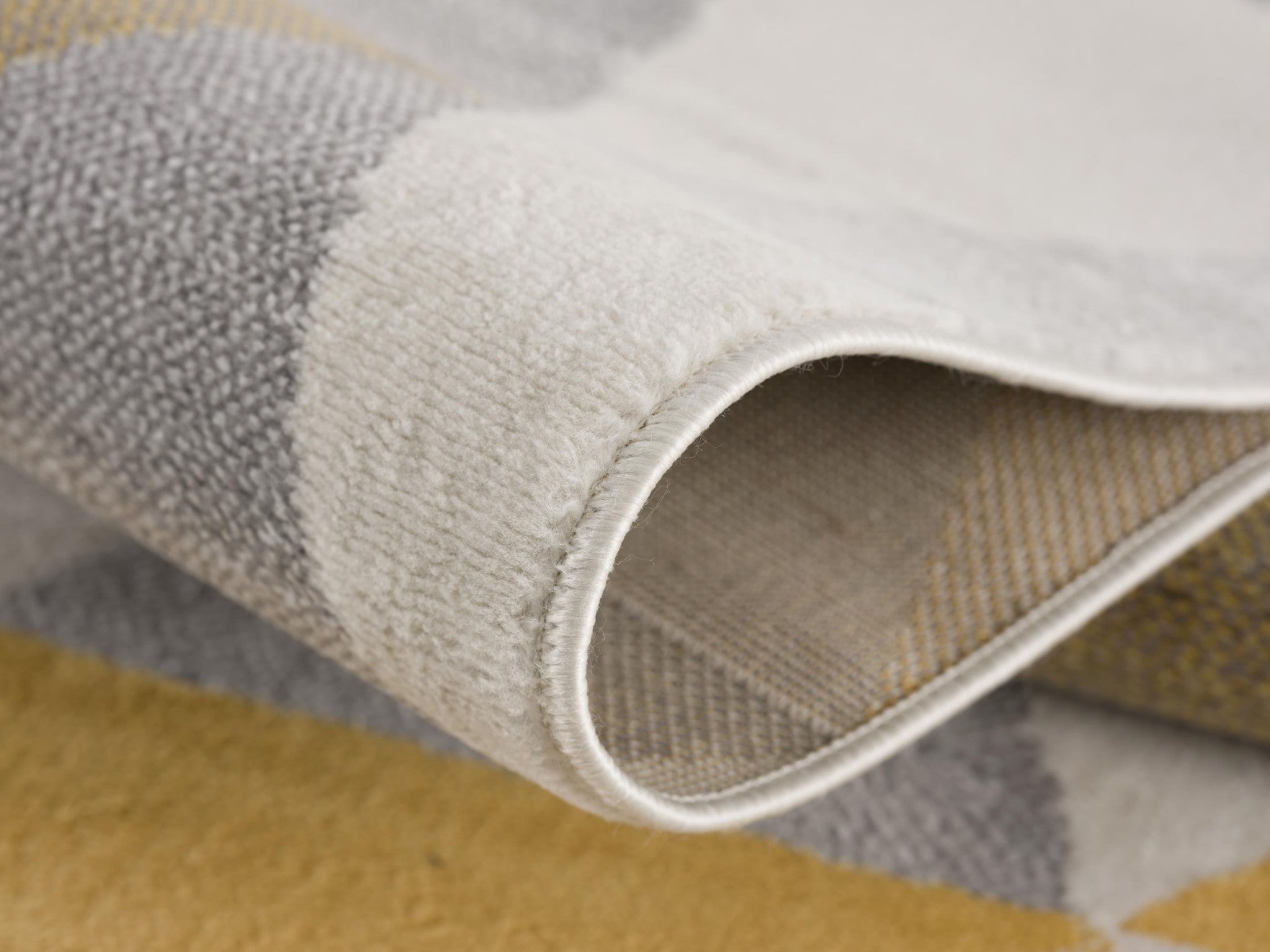 Stylish Geometric Yellow and Ivory Runner Rug - Enhance Your Space with Contemporary Warmth and Design