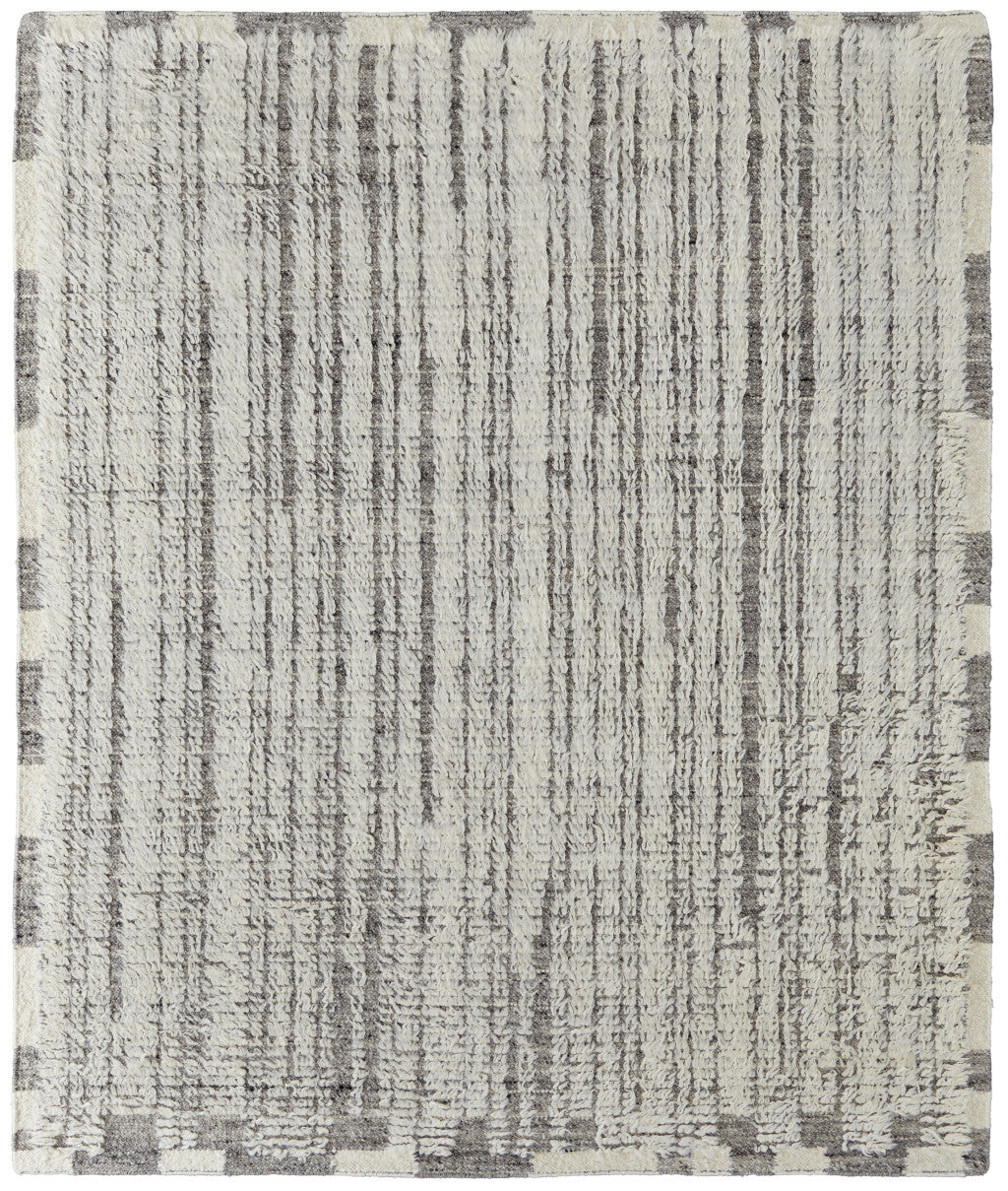 Stylish Stain-Resistant Hand-Woven Gray and Ivory Wool Area Rug for Any Space