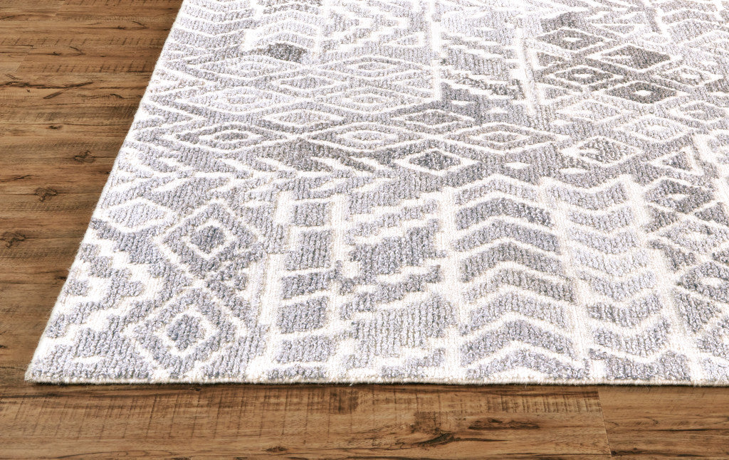 Elegant Hand-Tufted Gray & White Geometric Wool Area Rug for Stylish Homes