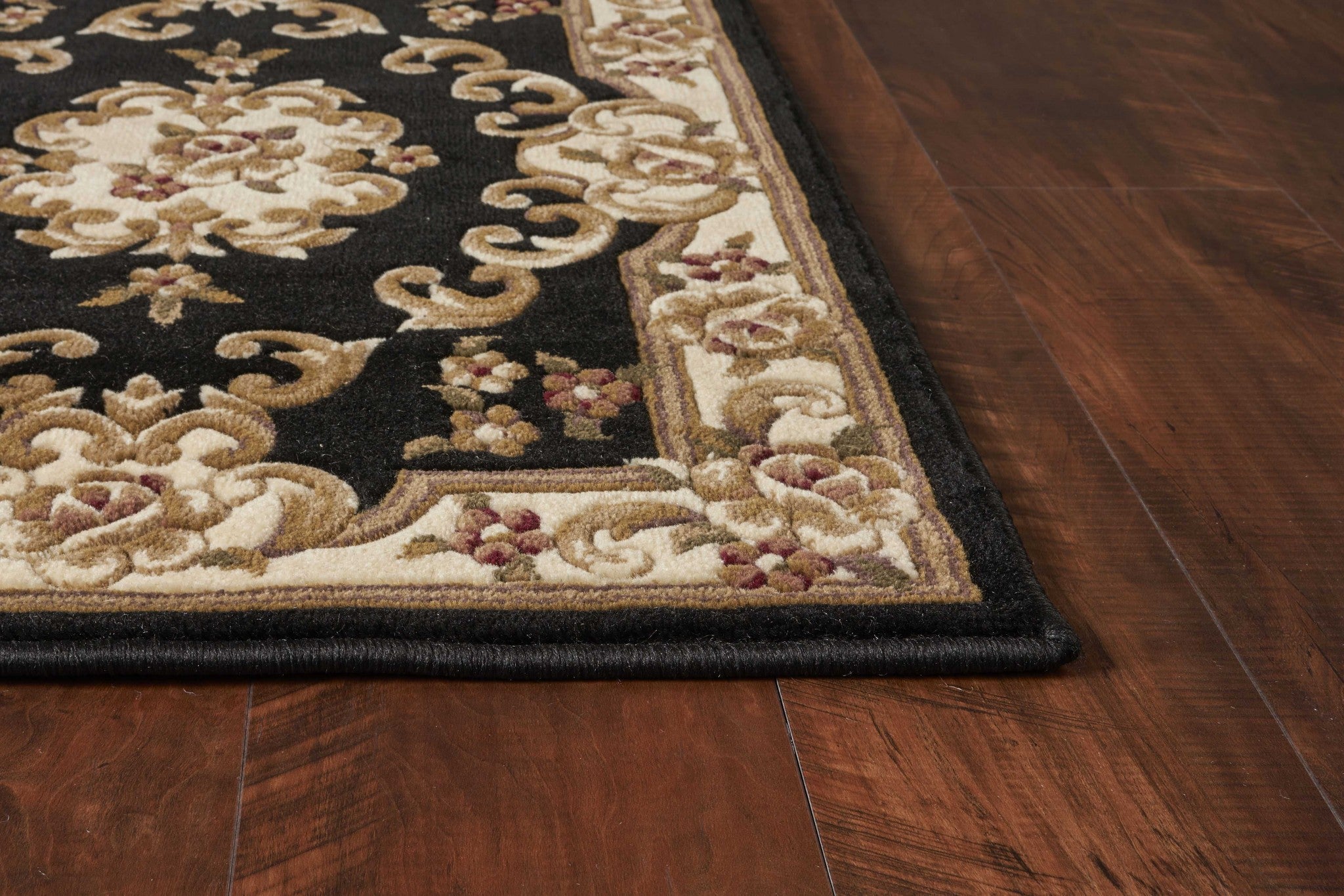 Exquisite Black and Ivory Aubusson Style Area Rug - Enhance Your Home Decor with Classic and Contemporary Elegance