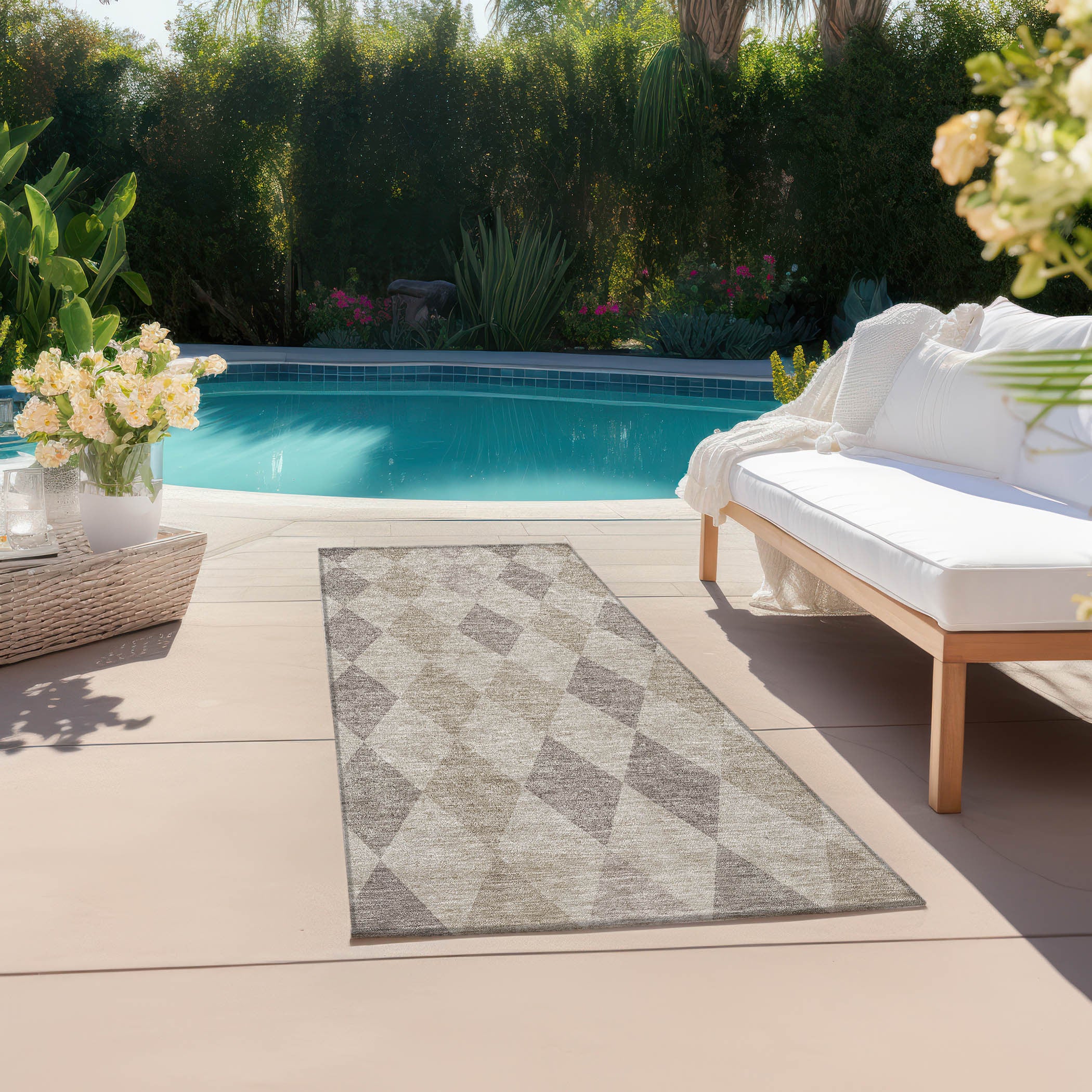 Washable, Stain-Resistant & Non-Skid Geometric Purple Outdoor Runner Rug for Your Space