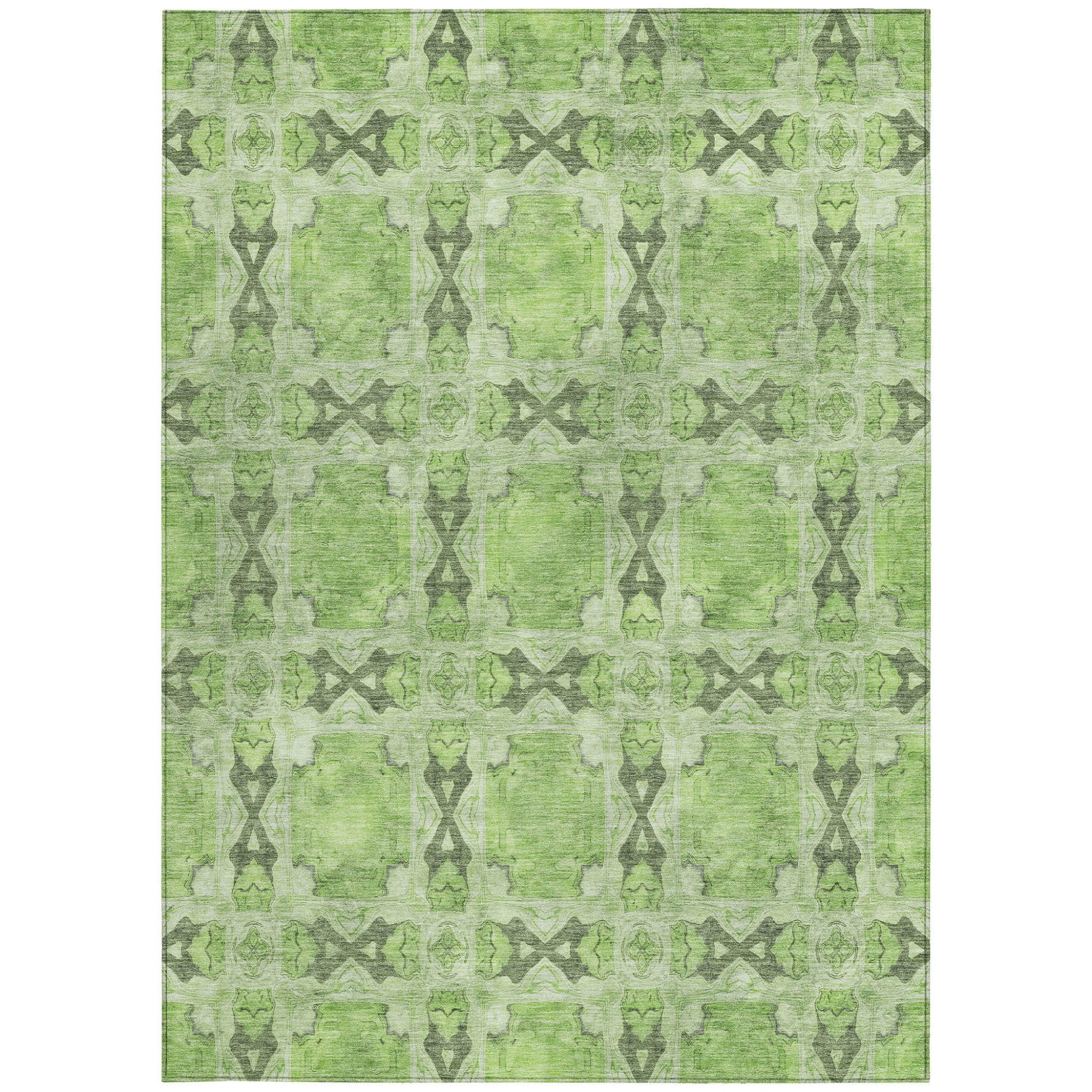 Stain-Resistant, Non-Skid Washable Teal Floral Medallion Round Runner Rug for Indoors & Outdoors