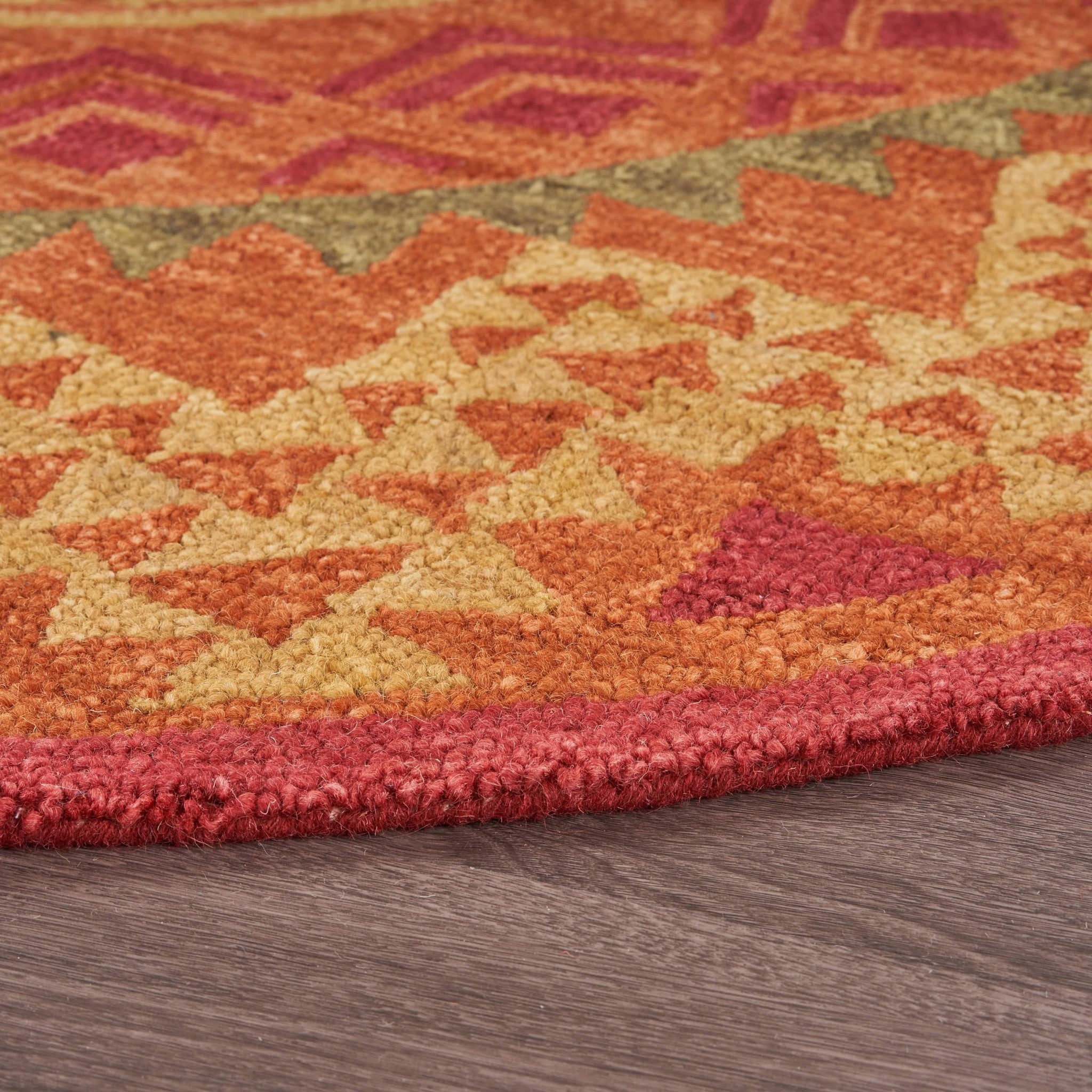 Luxurious Round Orange Southwestern Decorative Area Rug for Cozy Homes
