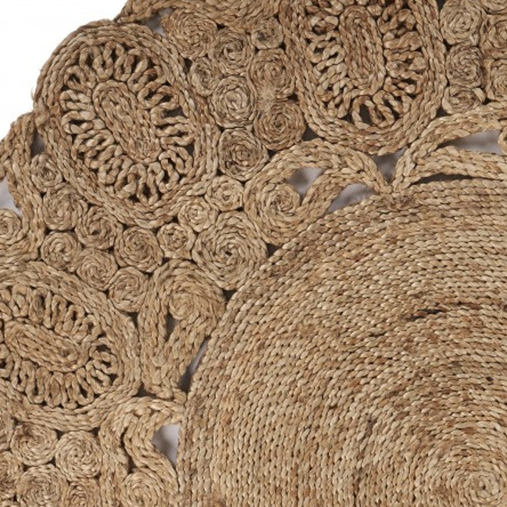 Exquisite Handmade Jute Area Rug with Enchanting Floral Design for Eclectic, Cottage, and Farmhouse Interior Decor