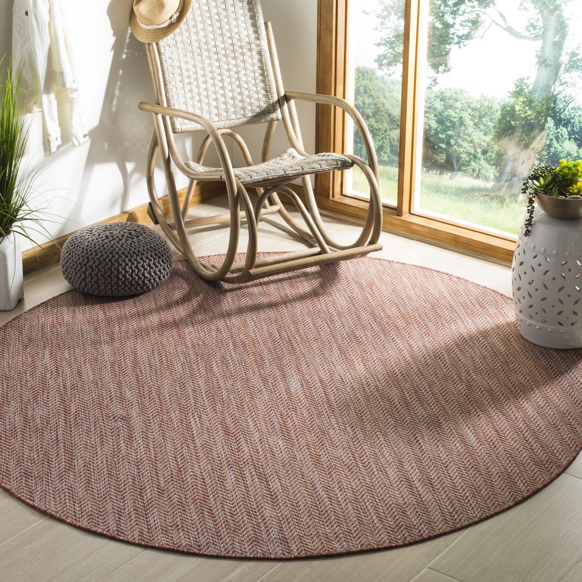Stylish All-Weather Chevron Power Loomed Rug for Outdoor Living Spaces