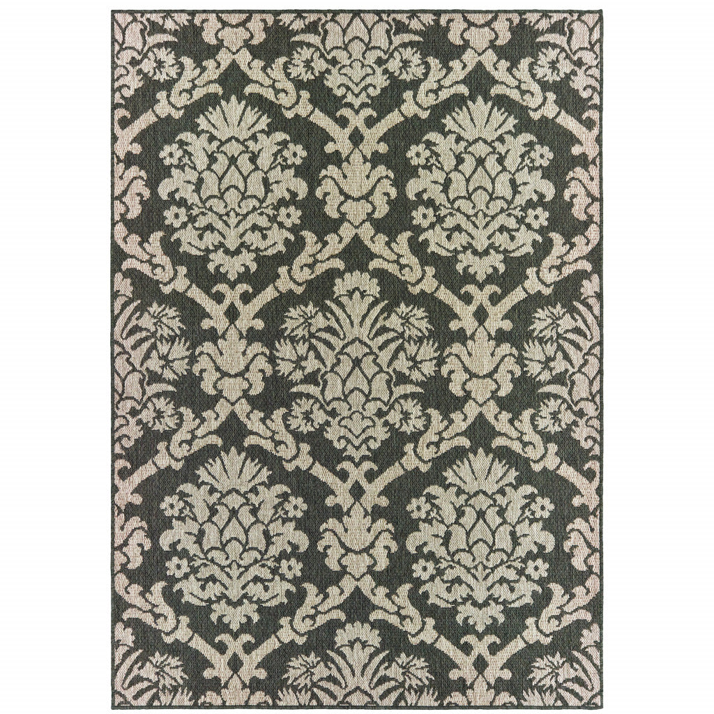 Elegant Indoor and Outdoor Area Rugs with Gray Floral Design and Stain Resistance