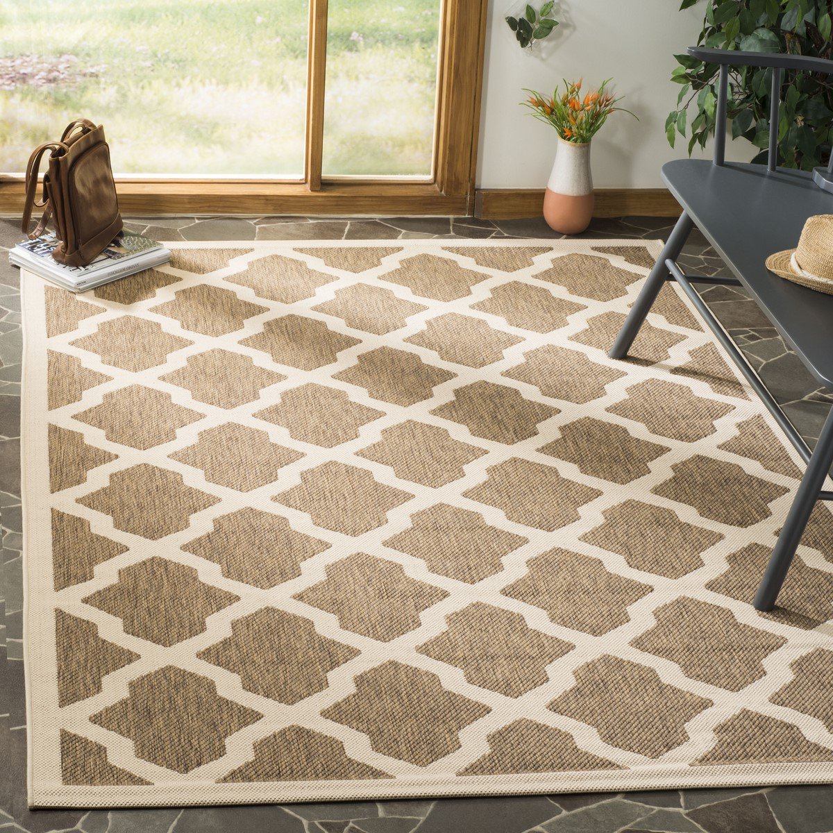 Durable Polypropylene Courtyard Power Loomed Rug for Stylish Indoor and Outdoor Use