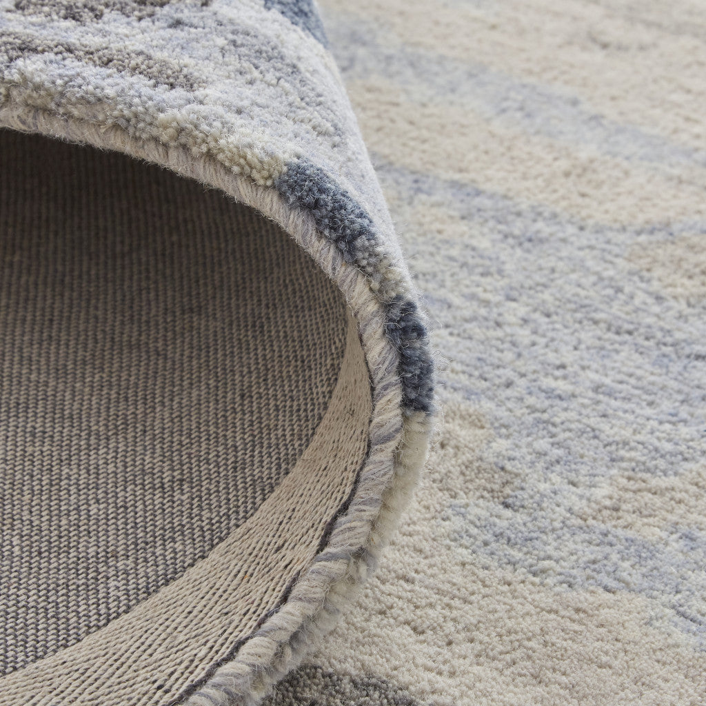 Exquisite Handcrafted Abstract Wool Area Rug with Stain - Resistant Blue, Gray, and Ivory Design for Every Space in Your Home