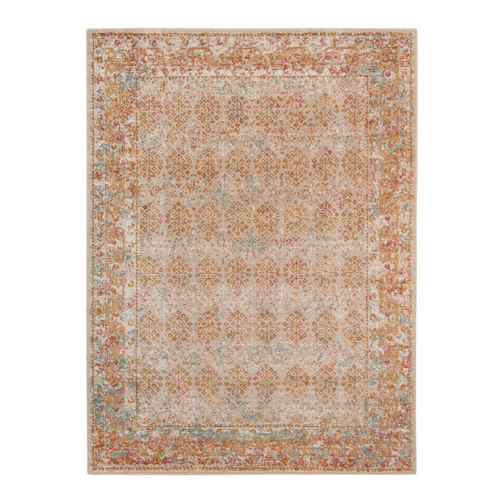 Stylish Teal and Orange Medallion Power Loom Area Rug - Stain Resistant for Pet Homes