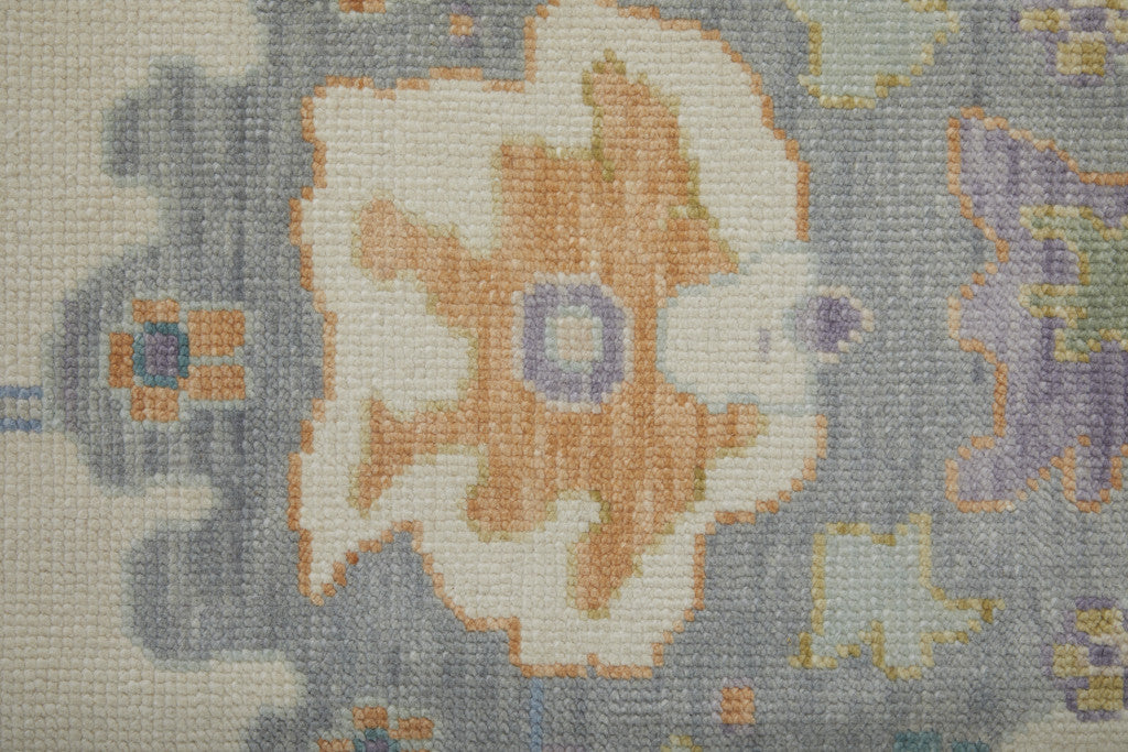 Exquisite Hand-Knotted Wool Floral Area Rug in Gray, Orange, and Ivory with Stain-Resistant Feature for a Cozy Home Ambiance