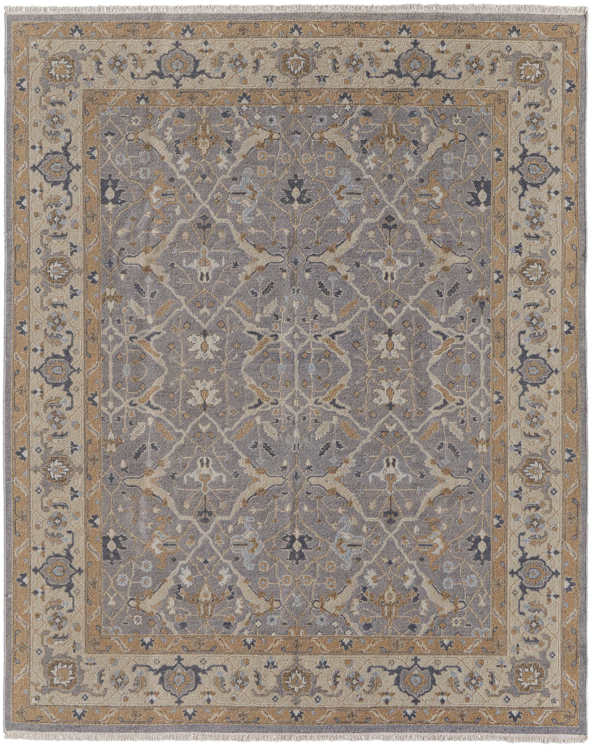 9-Foot x 13-Foot Hand-Knotted Wool Area Rug with Tassels for Elegant Homes