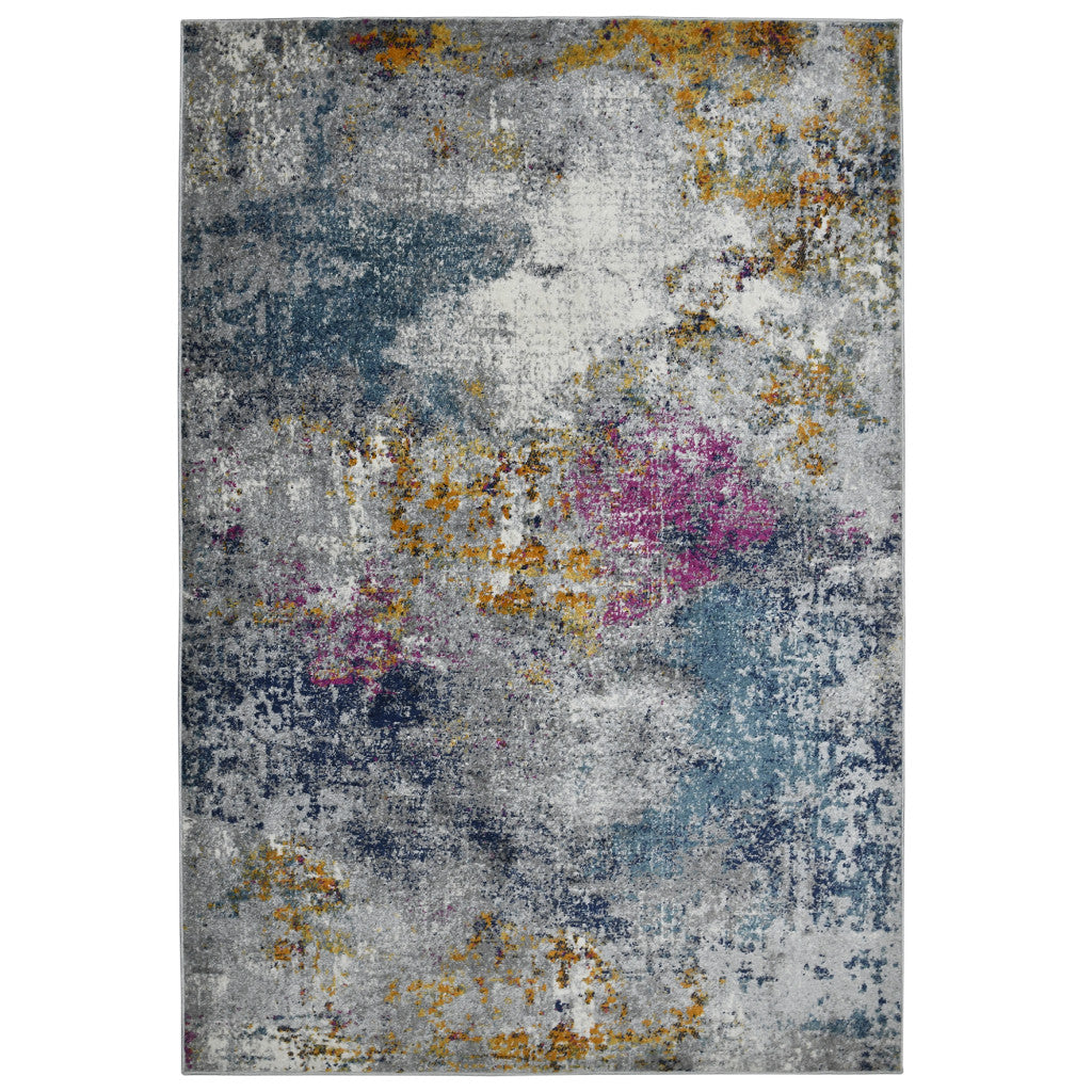Stain-Resistant Blue and Pink Abstract Area Rug for Kid and Pet-Friendly Spaces