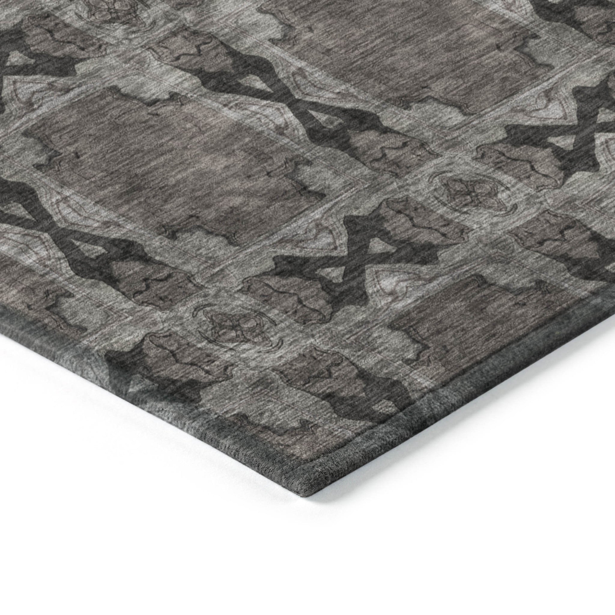 Stain-Resistant, Non-Skid Washable Teal Floral Medallion Round Runner Rug for Indoors & Outdoors