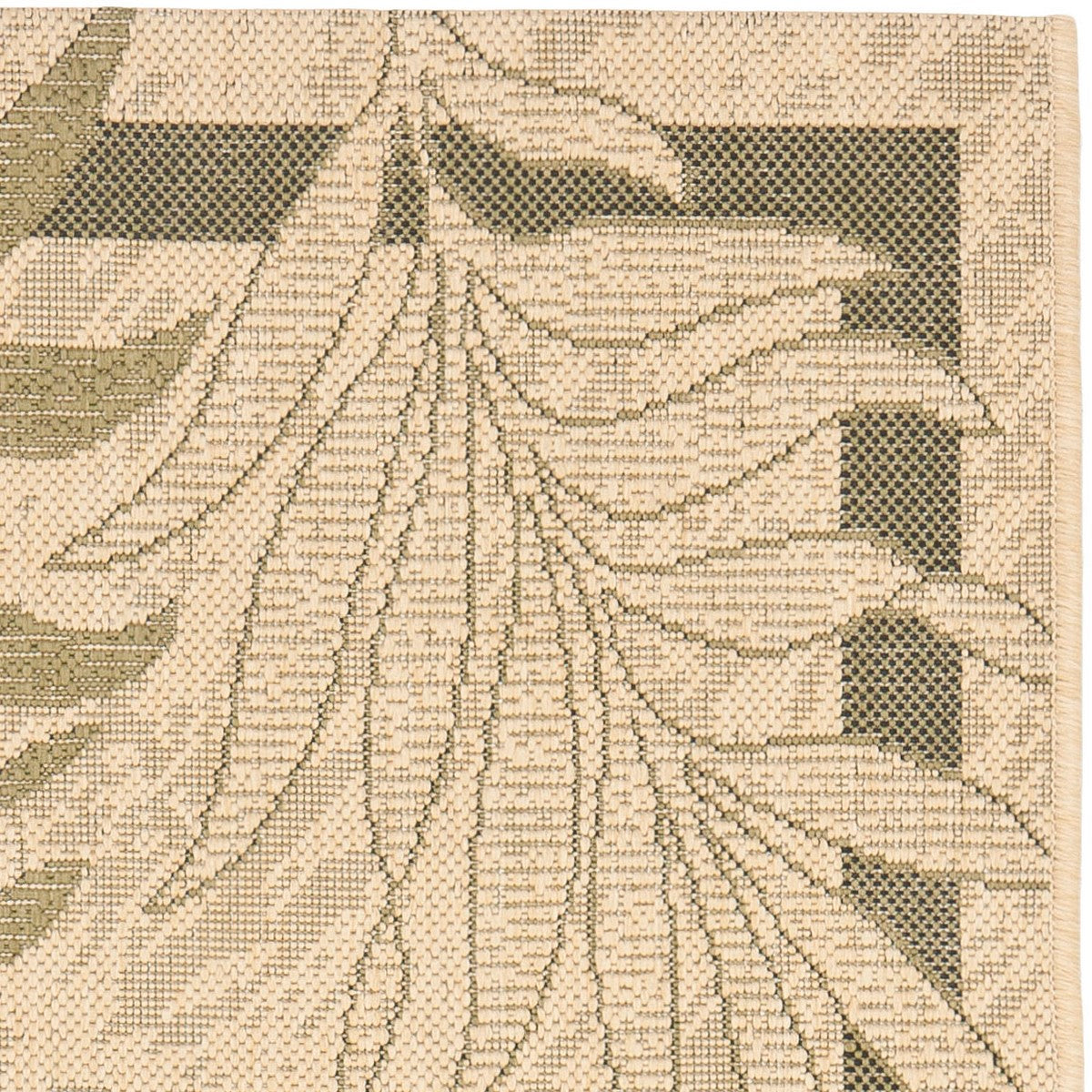 Weather-Resistant, Durable Tropical Palm Fronds Indoor/Outdoor Courtyard Rug