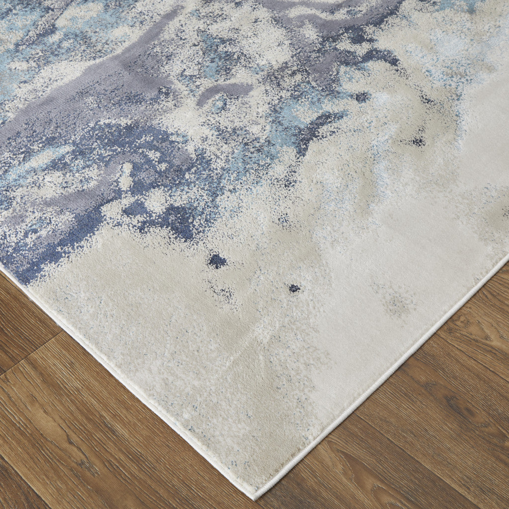 Stylish and Stain-Resistant Blue Abstract Polyester Area Rug for Comfortable Living Spaces