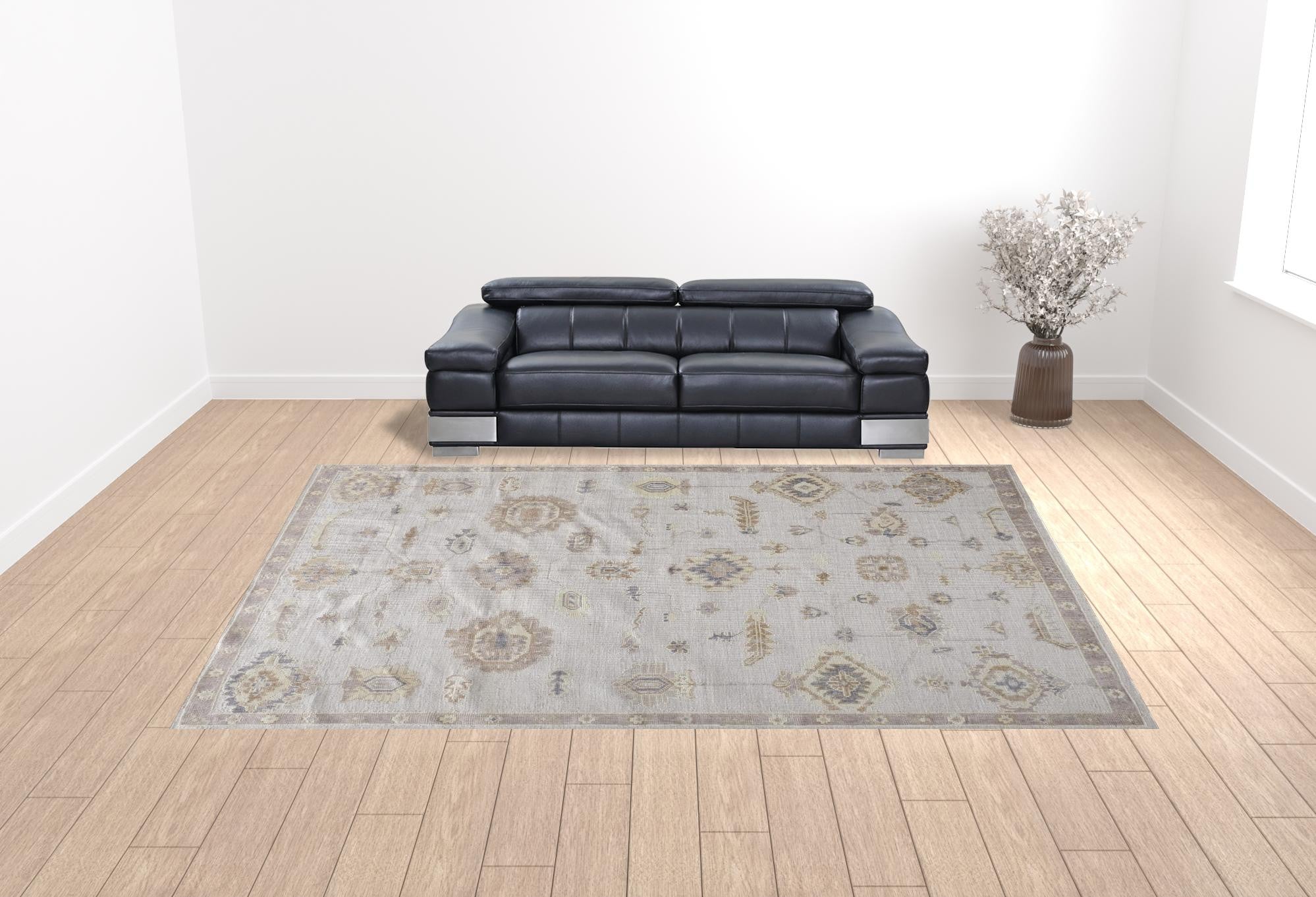 Gorgeous Hand-Knotted Orange and Ivory Floral Area Rug for Elegant Home Decor
