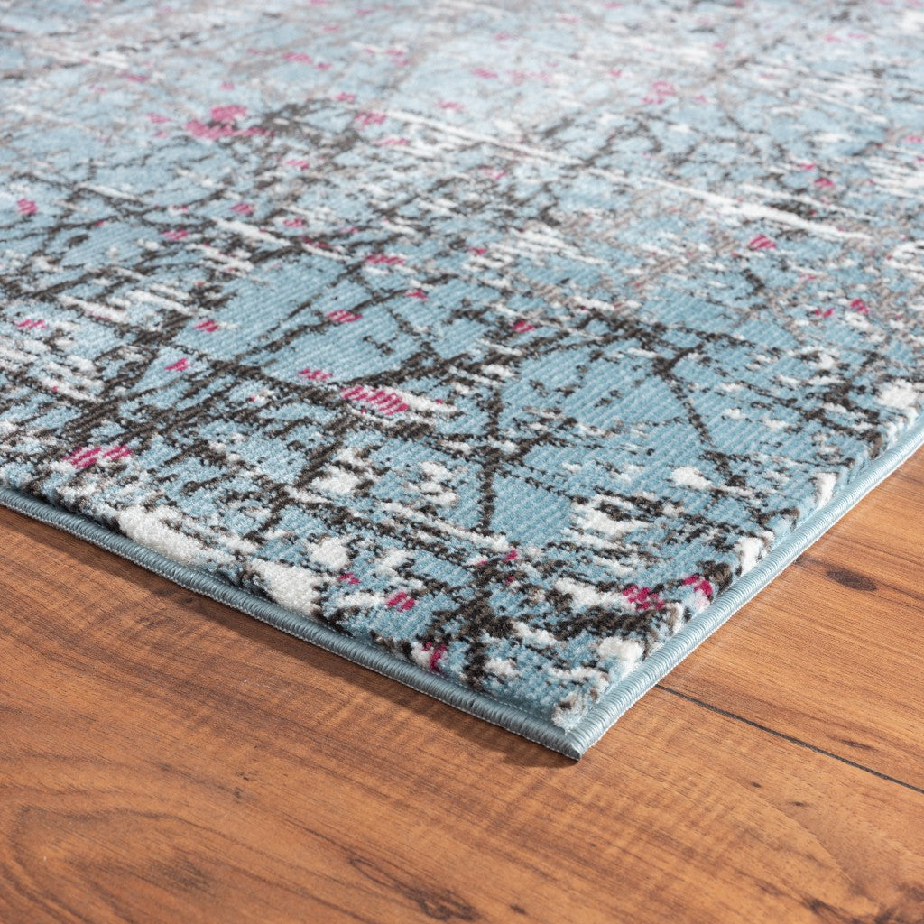 Soft and Durable Blue Abstract Art Area Rug for Modern Interiors