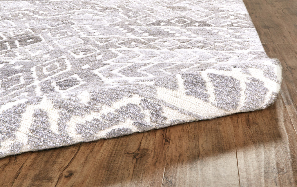 Elegant Hand-Tufted Gray & White Geometric Wool Area Rug for Stylish Homes