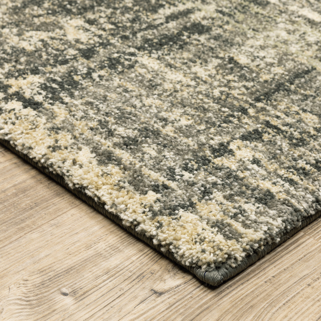 Stylish Stain-Resistant Abstract Runner Rug in Charcoal Grey & Beige