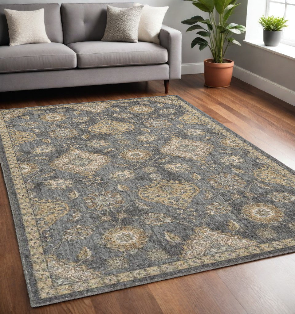 Exquisite Gray Wool Medallion Area Rug with Elegant Rectangle Design for Cozy and Comfortable Home Decor