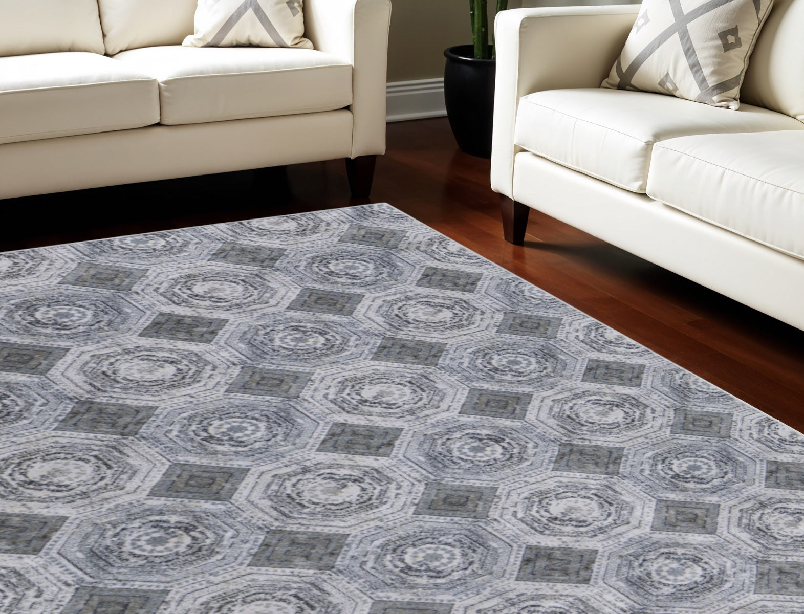 Stylish and Contemporary Geometric Area Rug with Stain - Resistant Design, Perfect for Family Homes with Kids and Pets, Measuring 7 Feet by 10 Feet