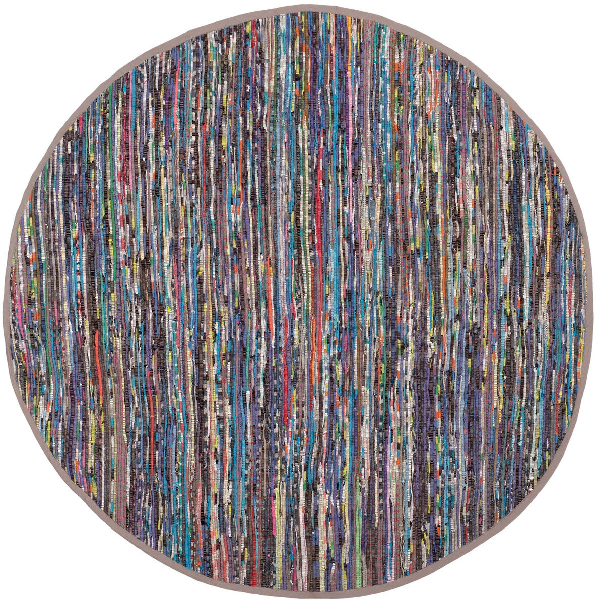 Chic Hand-Woven Cotton Pile Rag Rug: Colorful Artisanal Design for Casual Areas
